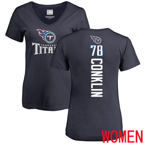 Tennessee Titans Navy Blue Women Jack Conklin Backer NFL Football #78 T Shirt->women nfl jersey->Women Jersey